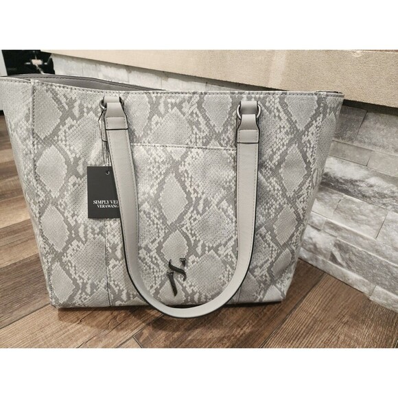 Simply Vera Vera Wang Handbags - NEW Simply Vera Wang Lavey Raddix Tote Bag Handbag Purse - Beached Grey Python